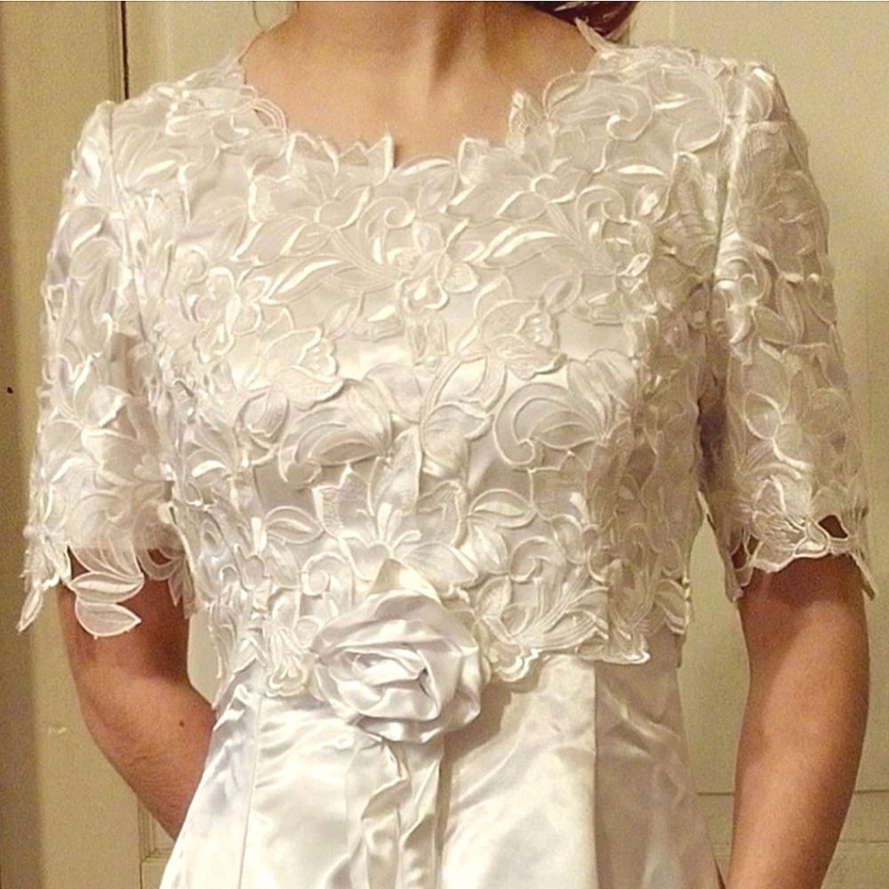 Wedding Dress Elegant White Satin